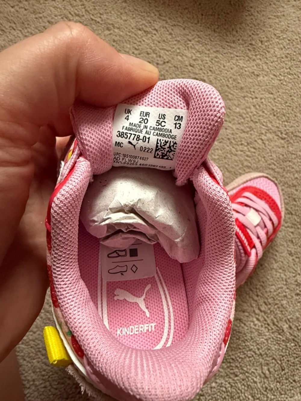 Puma Kids Pink and Red Lightweight Sneakers with Yellow Accents - Picture 4 of 4